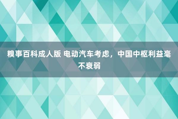 糗事百科成人版 电动汽车考虑，中国中枢利益毫不衰弱