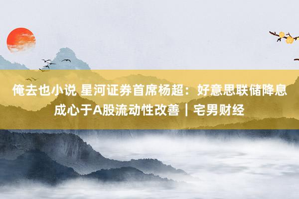 俺去也小说 星河证券首席杨超：好意思联储降息成心于A股流动性改善｜宅男财经