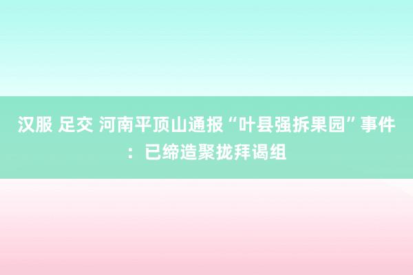 汉服 足交 河南平顶山通报“叶县强拆果园”事件：已缔造聚拢拜谒组