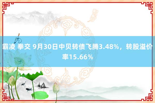 霸凌 拳交 9月30日中贝转债飞腾3.48%，转股溢价率15.66%