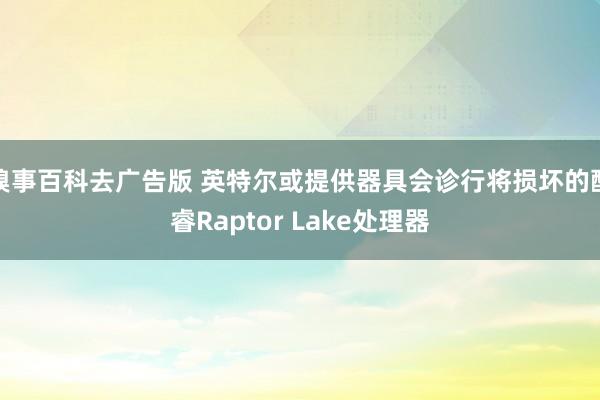 糗事百科去广告版 英特尔或提供器具会诊行将损坏的酷睿Raptor Lake处理器