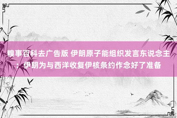 糗事百科去广告版 伊朗原子能组织发言东说念主：伊朗为与西洋收复伊核条约作念好了准备