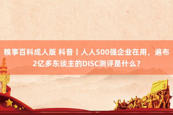 糗事百科成人版 科普丨人人500强企业在用，遍布2亿多东谈主的DISC测评是什么？