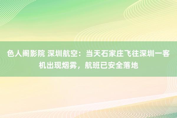 色人阁影院 深圳航空：当天石家庄飞往深圳一客机出现烟雾，航班已安全落地