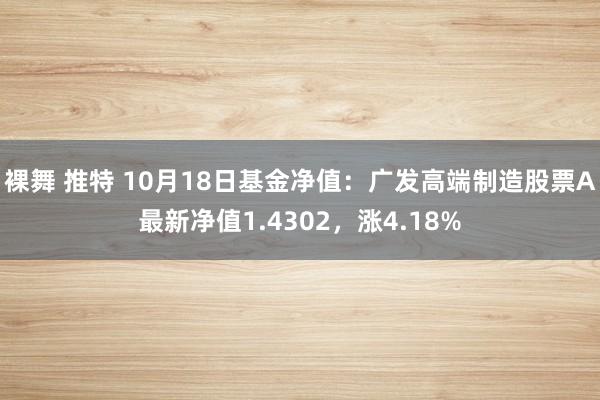 裸舞 推特 10月18日基金净值：广发高端制造股票A最新净值1.4302，涨4.18%