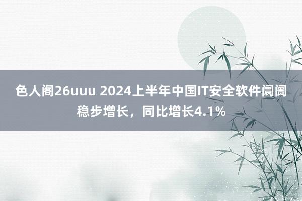 色人阁26uuu 2024上半年中国IT安全软件阛阓稳步增长，同比增长4.1%