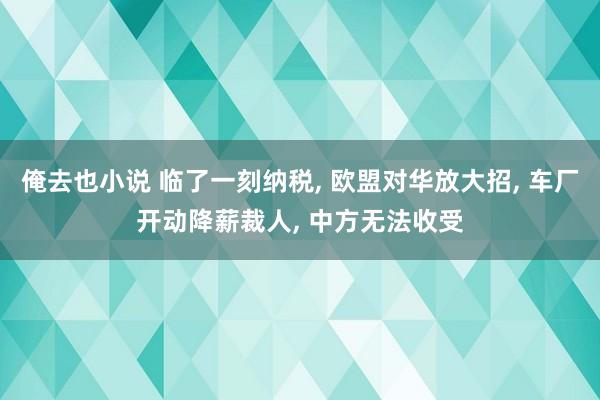 俺去也小说 临了一刻纳税, 欧盟对华放大招, 车厂开动降薪裁人, 中方无法收受