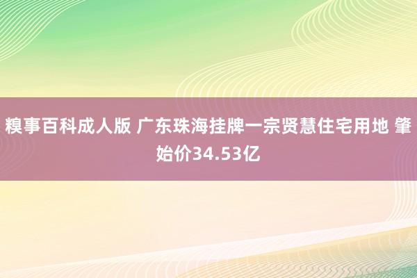 糗事百科成人版 广东珠海挂牌一宗贤慧住宅用地 肇始价34.53亿