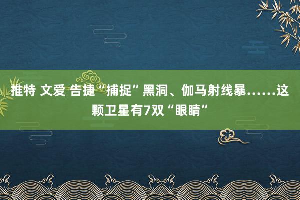 推特 文爱 告捷“捕捉”黑洞、伽马射线暴……这颗卫星有7双“眼睛”