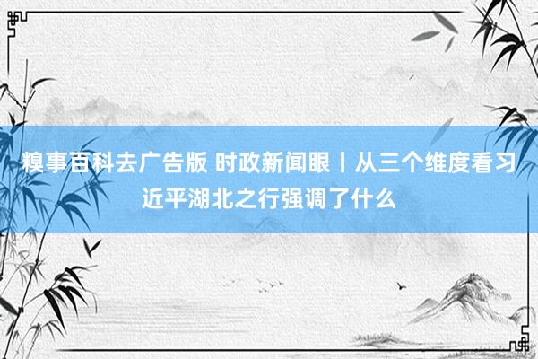 糗事百科去广告版 时政新闻眼丨从三个维度看习近平湖北之行强调了什么