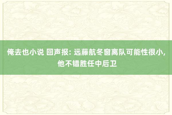 俺去也小说 回声报: 远藤航冬窗离队可能性很小， 他不错胜任中后卫