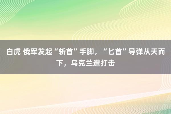 白虎 俄军发起“斩首”手脚，“匕首”导弹从天而下，乌克兰遭打击