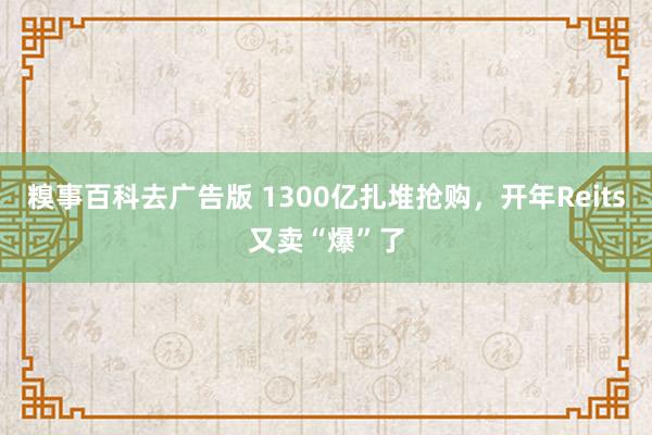 糗事百科去广告版 1300亿扎堆抢购，开年Reits又卖“爆”了