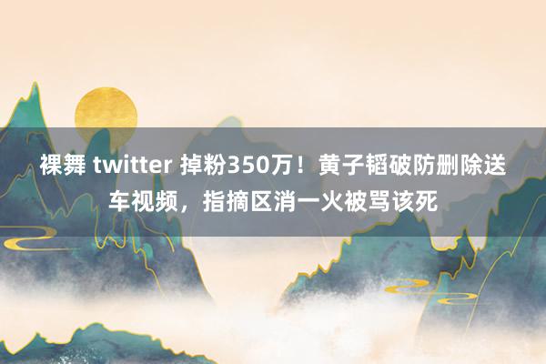 裸舞 twitter 掉粉350万！黄子韬破防删除送车视频，指摘区消一火被骂该死